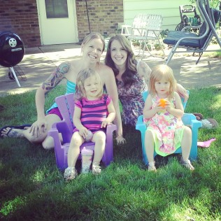 The girls at Dad's for father's day